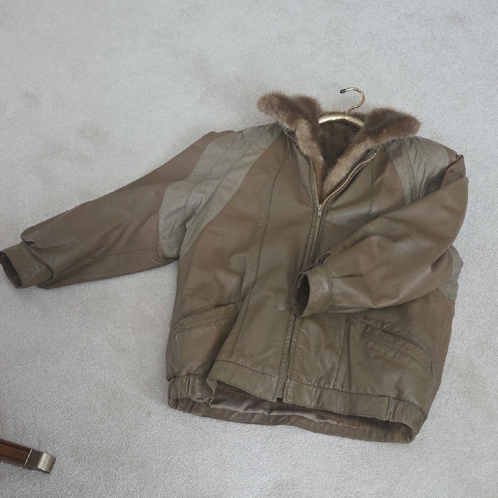 Natural Blond Beaver Lined Jura Leather Jacket